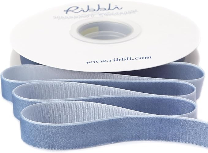 Ribbli Dusty Blue Velvet Ribbon 5/8 Inches Continuous10 Yard Spool Blue Christmas Ribbon for Gift... | Amazon (US)