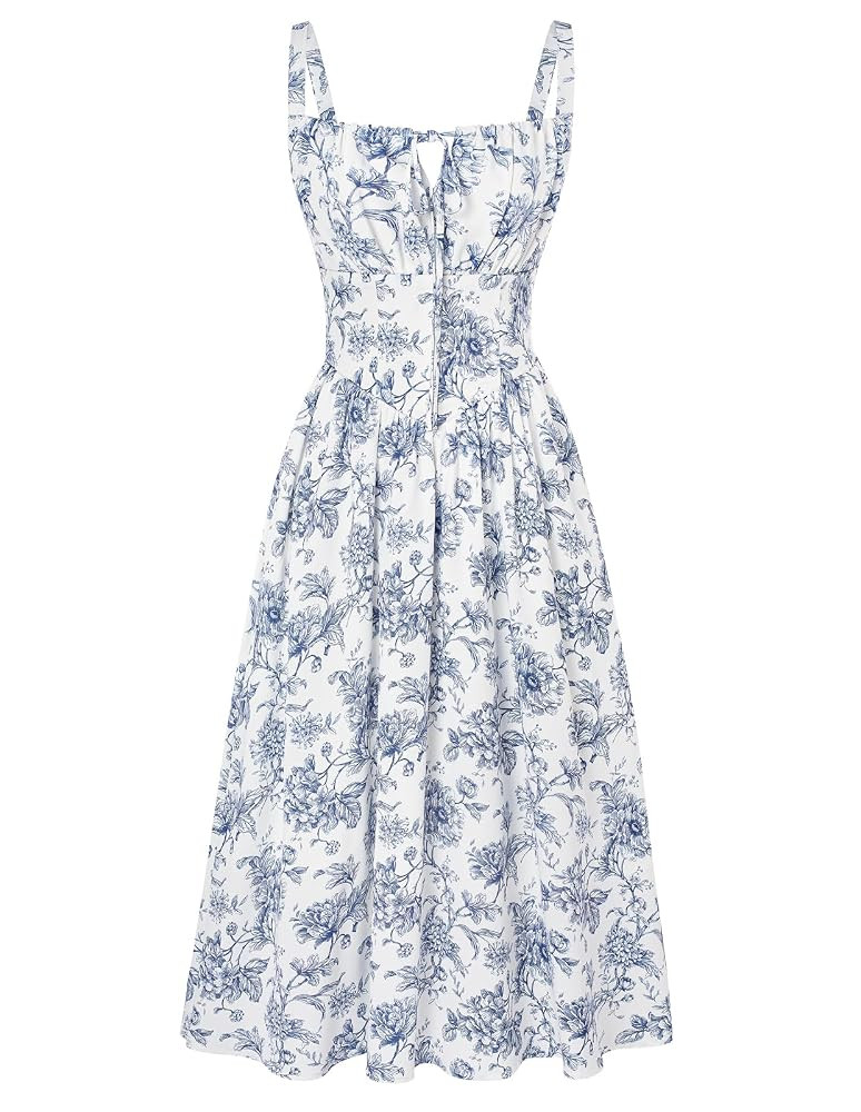 SCARLET DARKNESS Women Sun Dress Victorian Casual A-Line Sleeveless Spaghetti Strap Floral Dresse... | Amazon (UK)
