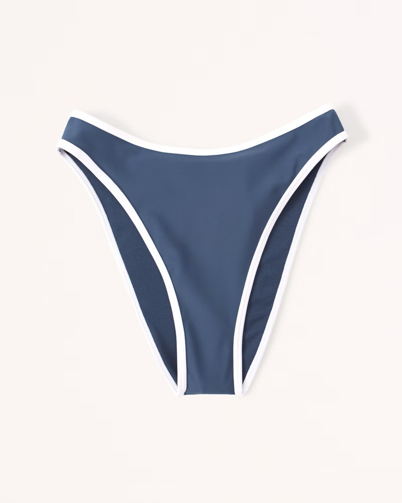 Women's Contrast Mid-Rise High-Leg Moderate Bottoms | Women's Swimwear | Abercrombie.com | Abercrombie & Fitch (US)