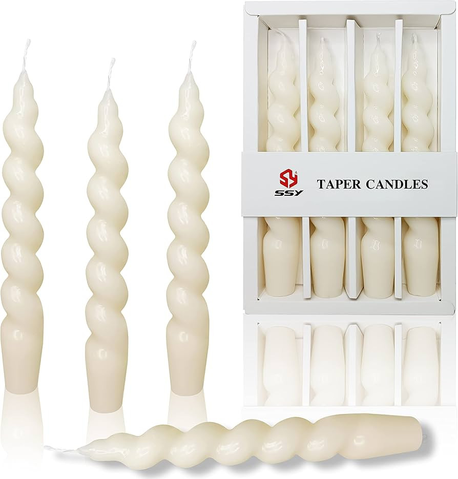 Unscented Spiral Taper Candles White - 4 PCS Twisted Candle 7.5 inch Handmade Candle Sticks for D... | Amazon (US)