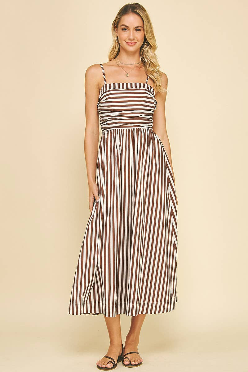 Striped Midi Dress Brown / S | Refinery