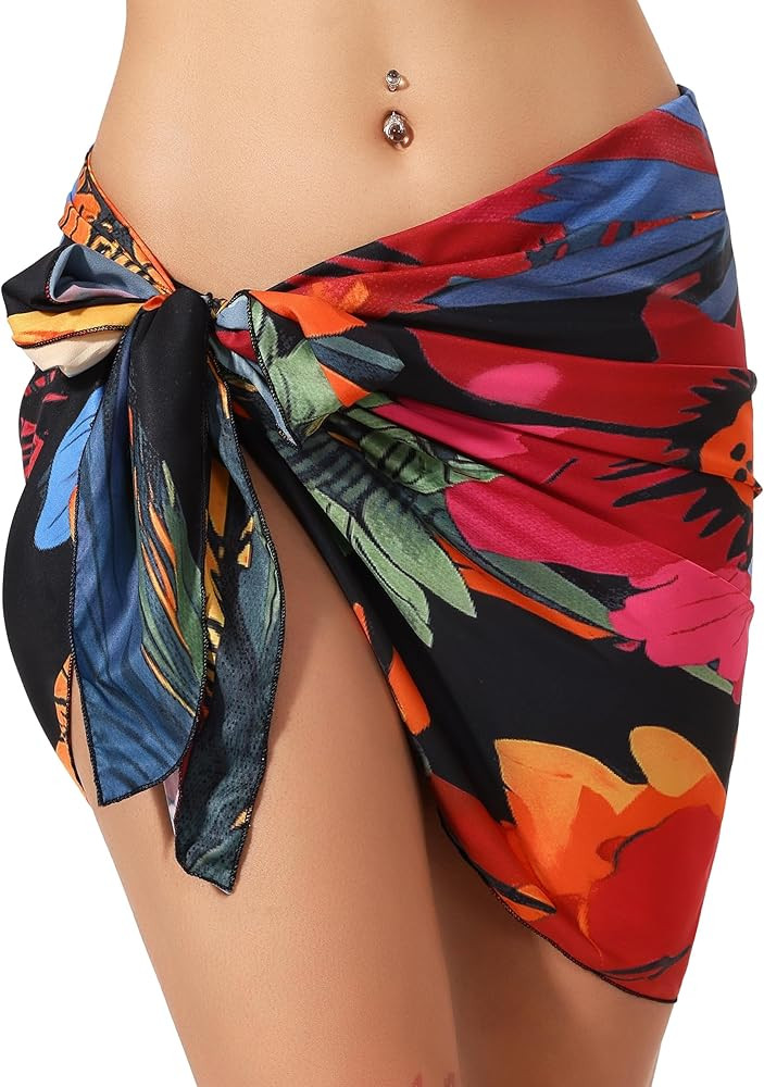 Women Beach Sarong Cover Up Bathing Suit Swimsuit Colorful Bikini Pareo Wraps for Women | Amazon (US)