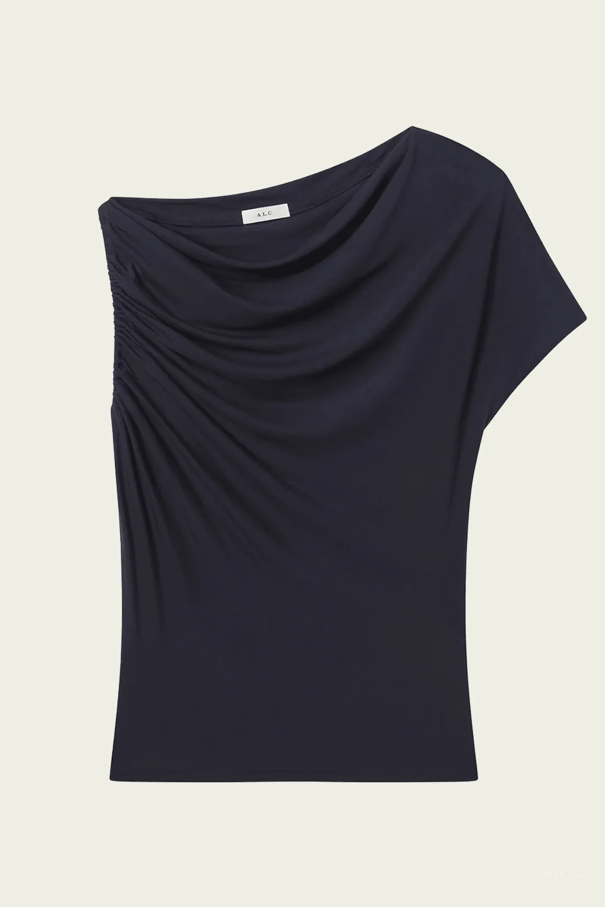 Halle One Shoulder Tee in Night Blue - Navy XS | Shop Olivia