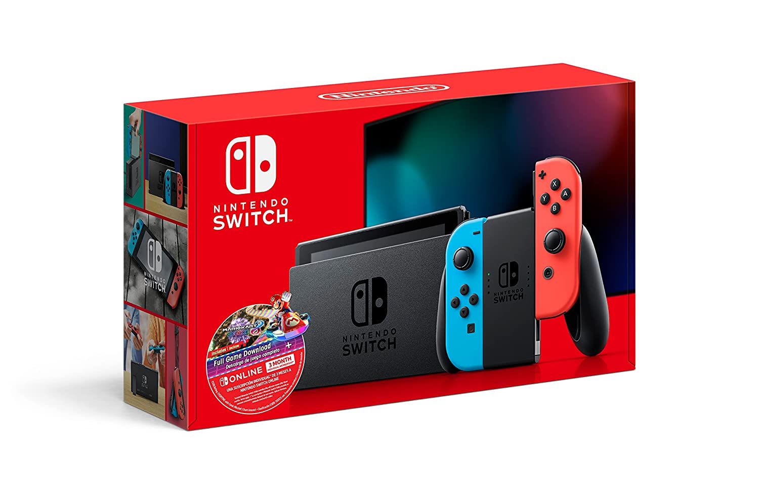 Nintendo Switch w/ Neon Blue & Neon Red Joy-Con + Mario Kart 8 Deluxe (Full Game Download) + 3 Mo... | Amazon (US)