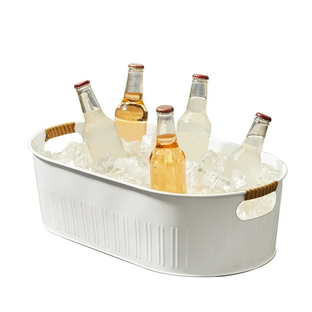 Better Homes & Gardens- White Medium Oval Galvanized Tub, 20.27 IN L x 11.22 IN W | Walmart (US)