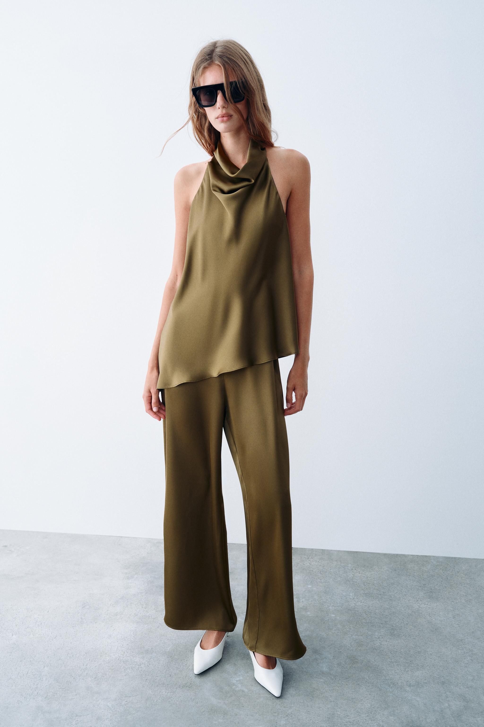 SATIN HALTER JUMPSUIT | Zara US