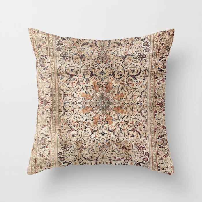 Silk Esfahan Persian Carpet Print Throw Pillow | Society6
