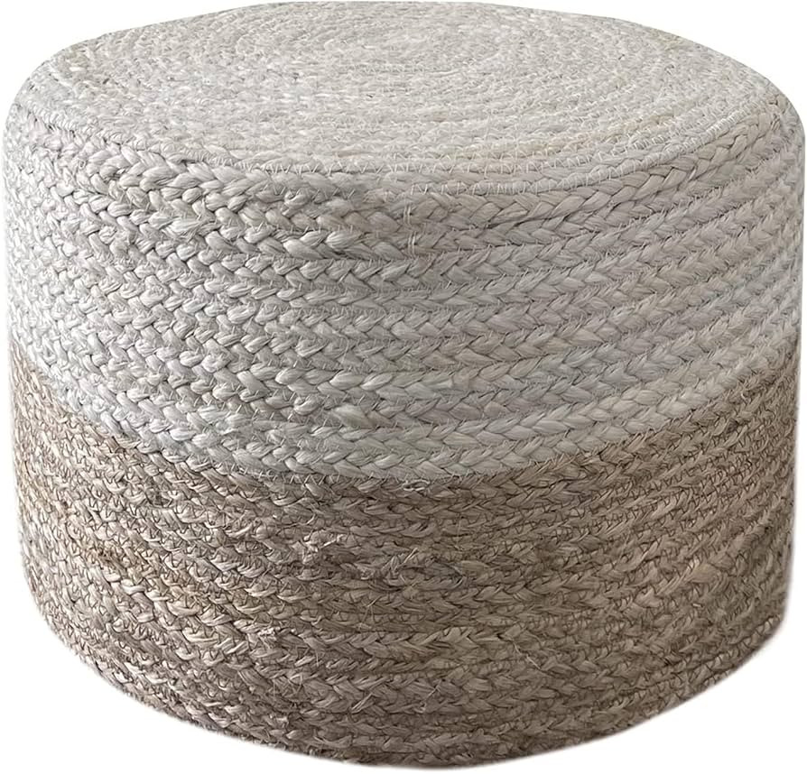 Jute Pouf Ottoman | Footrest Pouf | Hand Braided - Round Boho Pouffe - for Living Room, Bedroom, ... | Amazon (US)
