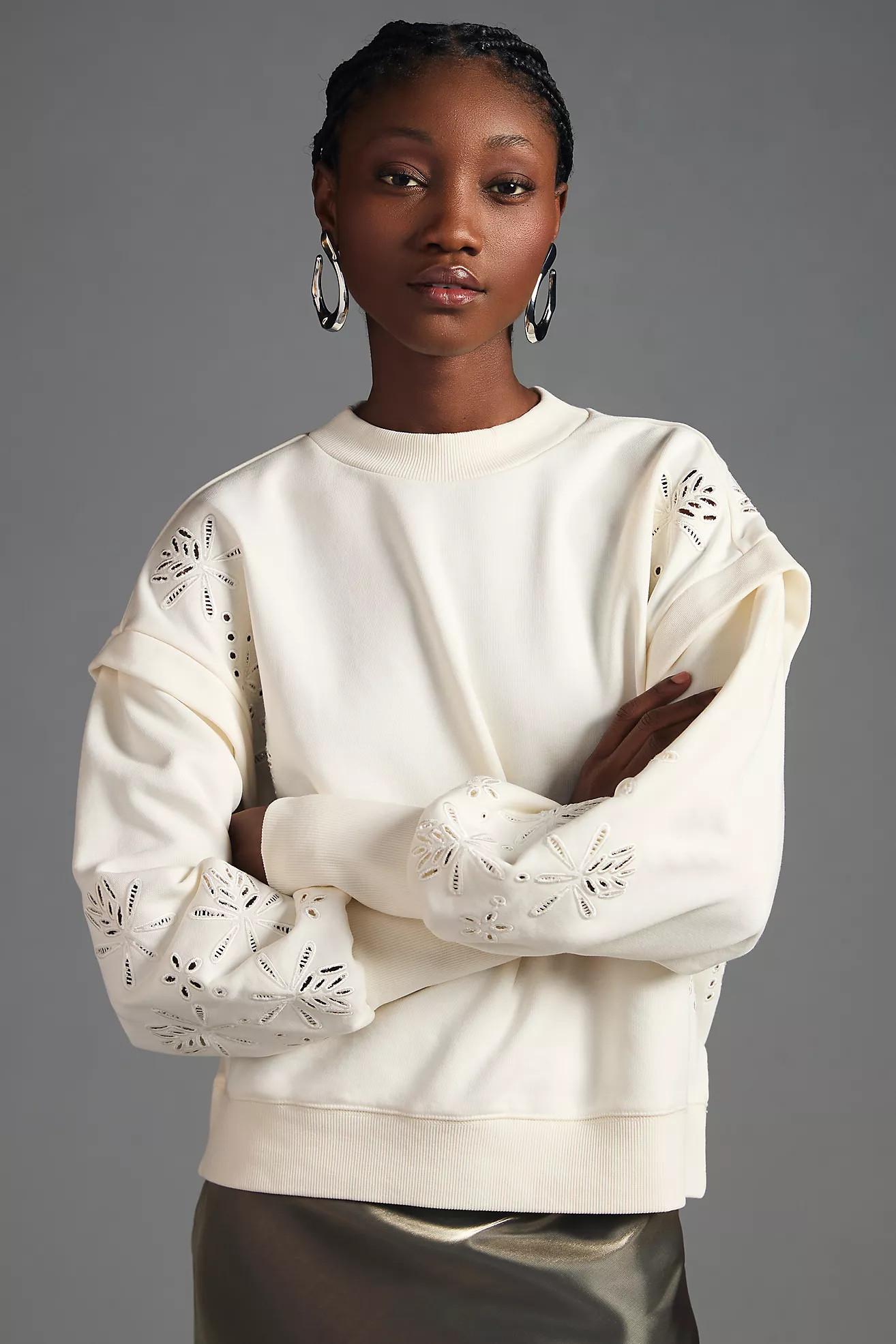 Scotch & Soda Puff-Sleeve Embroidered Sweatshirt | Anthropologie (US)