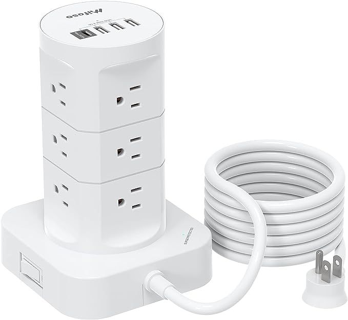 Surge Protector Power Strip Tower - 12 Widely Outlets with 4 USB Ports (1 USB C), 6FT Heavy Duty ... | Amazon (US)