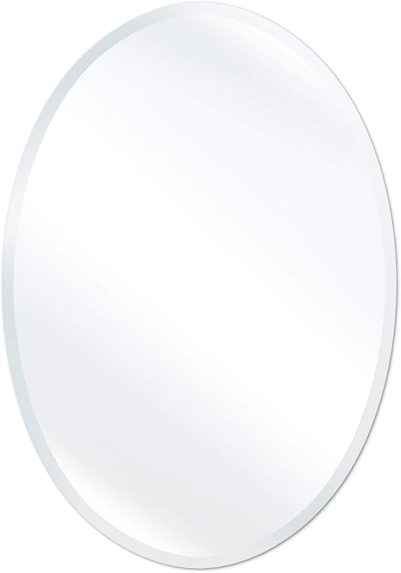 SHINESTAR 20 x 28“ Oval Mirror with Beveled Edge, Modern Frameless Bathroom Mirror for Wall, Ho... | Amazon (US)
