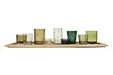 Creative Co-Op Natural Wood Tray with 9 Unique Glass Votive Candle Holders, Greens | Amazon (US)