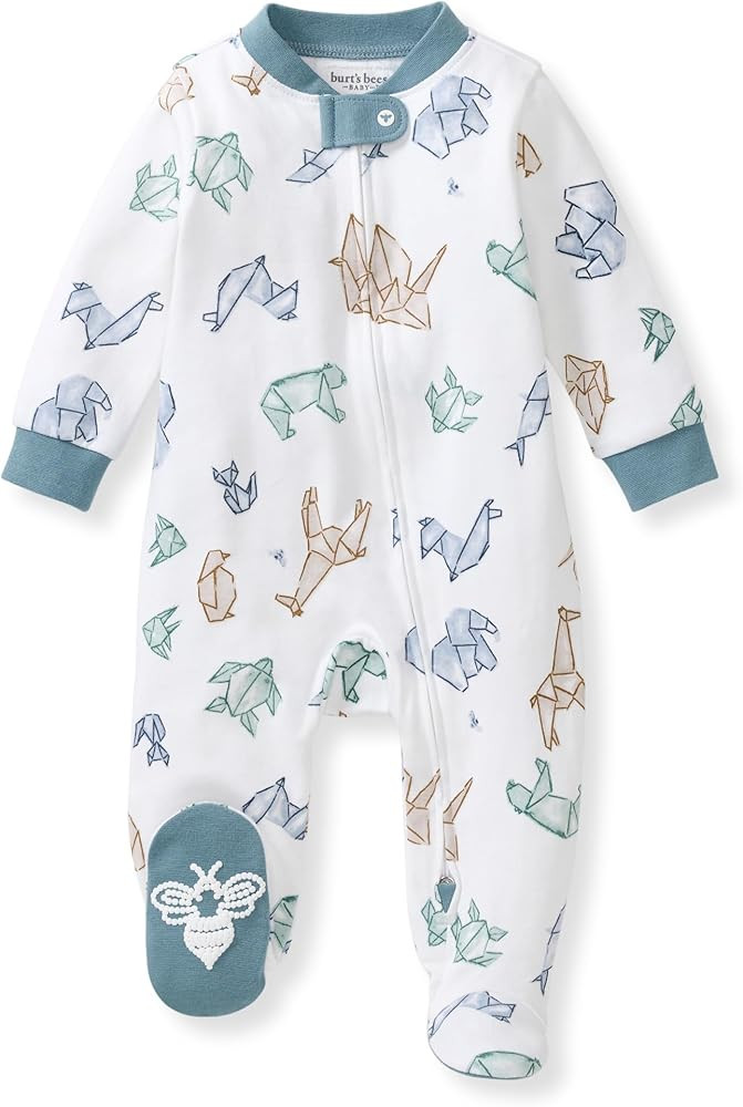 Burt's Bees Baby Boys Sleep and Play PJs, 100% Organic Cotton One-Piece Zip Front Romper Jumpsuit... | Amazon (US)
