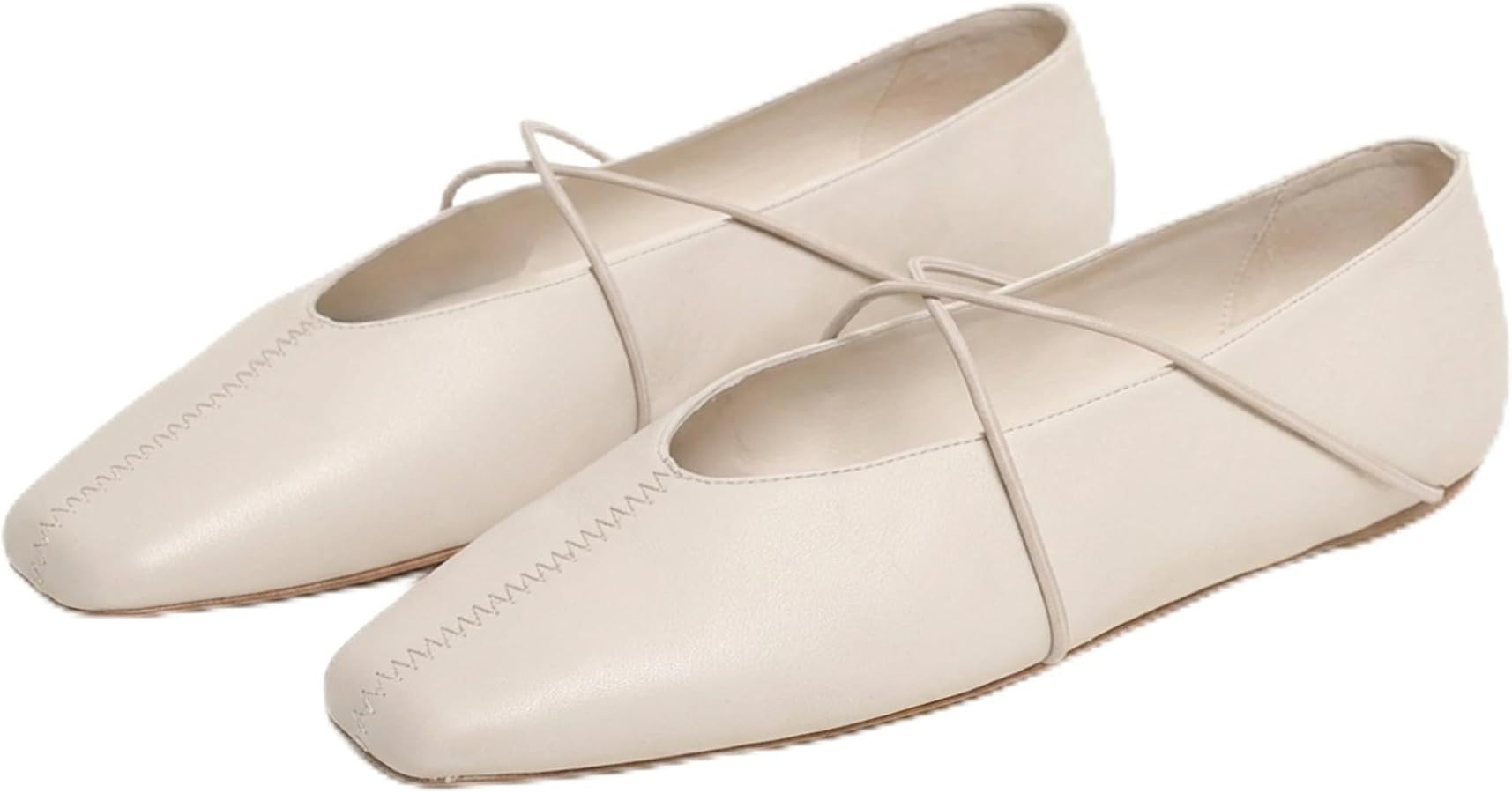 Women's Square Toe Ballet Flats Criss-Cross Straps Comfortable Slip On Mary Jane Flat Shoes for O... | Amazon (US)