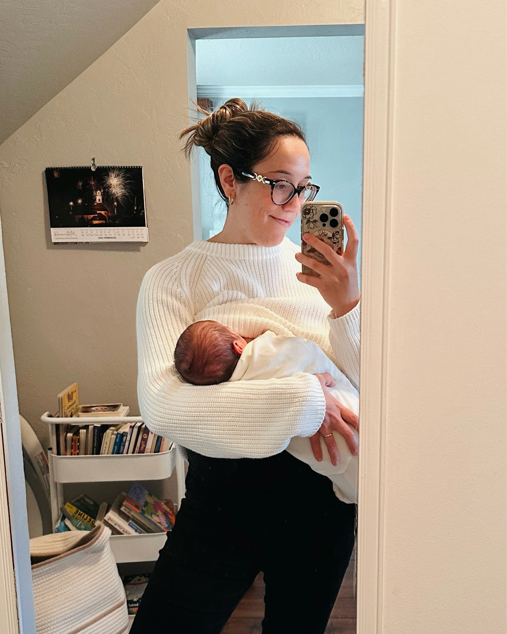 Three weeks postpartum, no makeup, could use more sleep and a shower, but so grateful for my body and this tiny human we made. 🫶🏼

Feat. the Quince organic cotton fisherman crew sweater I shamelessly have in three colors and Seraphine maternity jeans that feel like leggings while being lightly supportive!

#LTKBaby #LTKBump