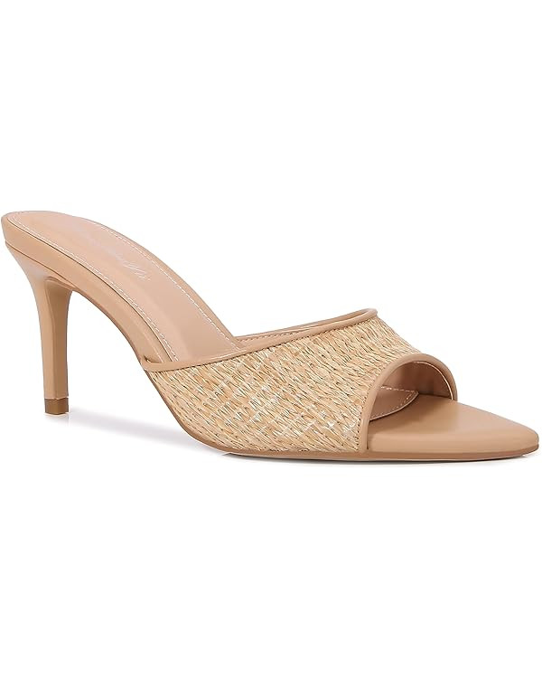 Women Clear Pointed Toe Sandals Stiletto Heels Transparent Strap High Heels Slip on Mules for Wom... | Amazon (US)
