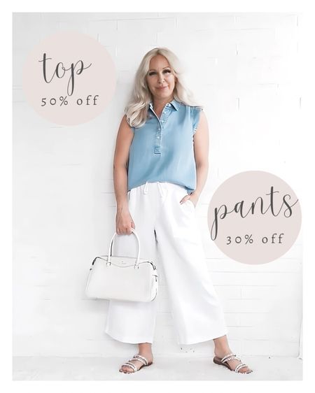 Coastal casual chic equals top is 50% off and pants are 30% off (similar handbag linked)

#LTKover40 #LTKSeasonal #LTKsalealert