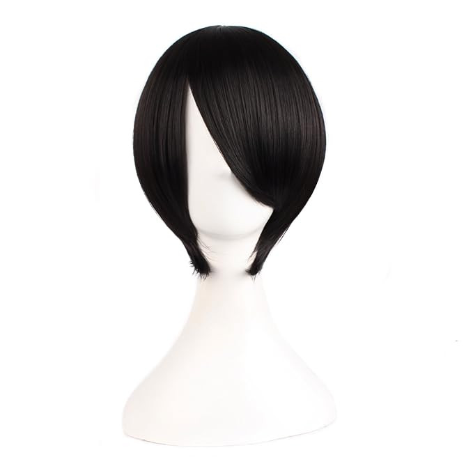 MapofBeauty 12 Inches/30cm Short Straight Cosplay Costume Wig Party Wig (Black) | Amazon (US)