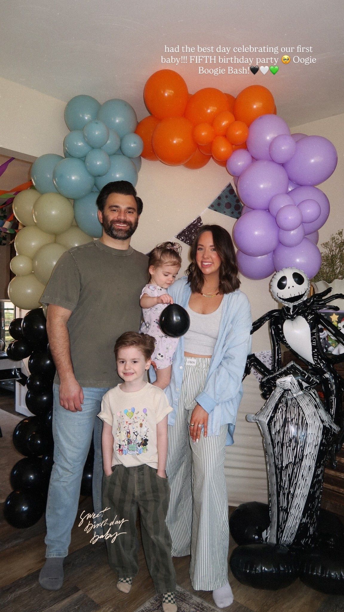 had the best day celebrating our first baby!!! FIFTH birthday party 🥹 Oogie Boogie Bash!🖤🤍💚