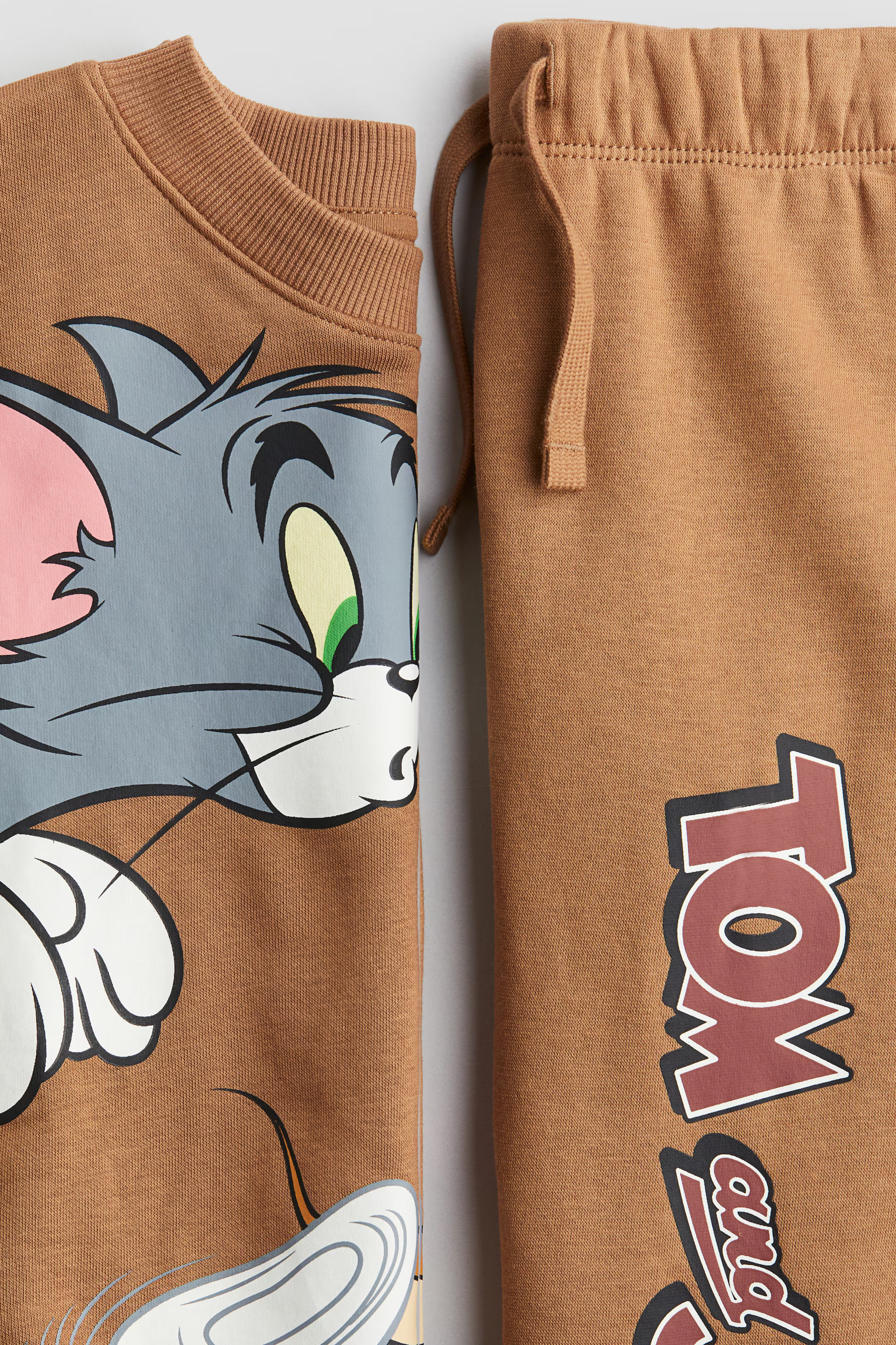2-piece Printed Sweatsuit - Brown/Tom and Jerry - Kids | H&M US | H&M (US + CA)