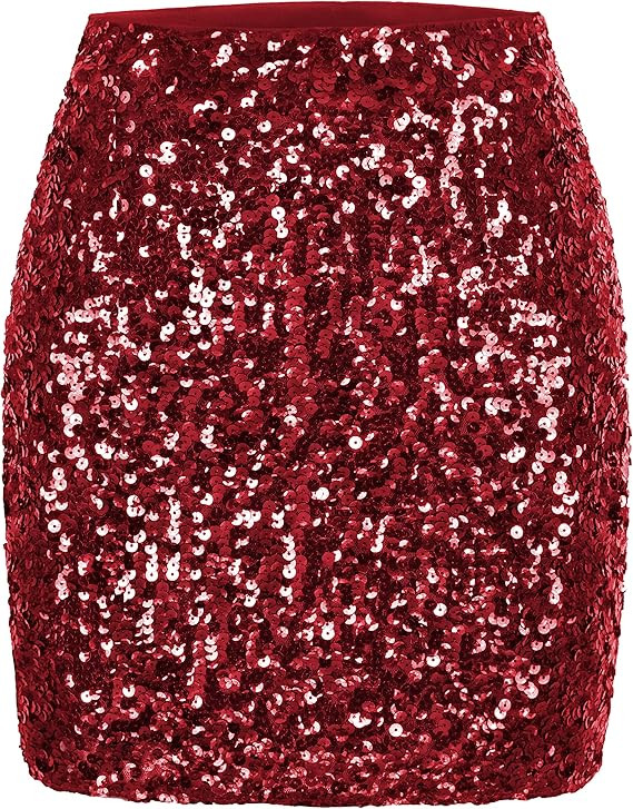MANER Women's Sequin Skirt Sparkle Stretchy Bodycon Mini Skirts Night Out Party | Amazon (US)