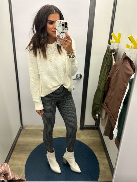 Old Navy pixie pants on sale for $20! These run small in my opinion! This is my normal size and they were tight! Size up! Size small in sweater 

#LTKsalealert #LTKfindsunder100 #LTKstyletip