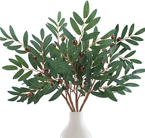Ruidazon 4 pcs Artificial Olive Branch Leaves , Faux Olive Greenery Stems Plants Fake Olive Branc... | Amazon (US)