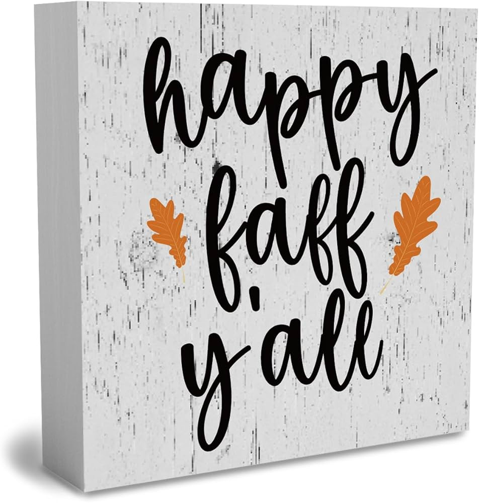 Rustic Happy Fall Y'all Leaves Wood Box Sign, Farmhouse Artwork Decor, Retro Autumn Welcome Thank... | Amazon (US)