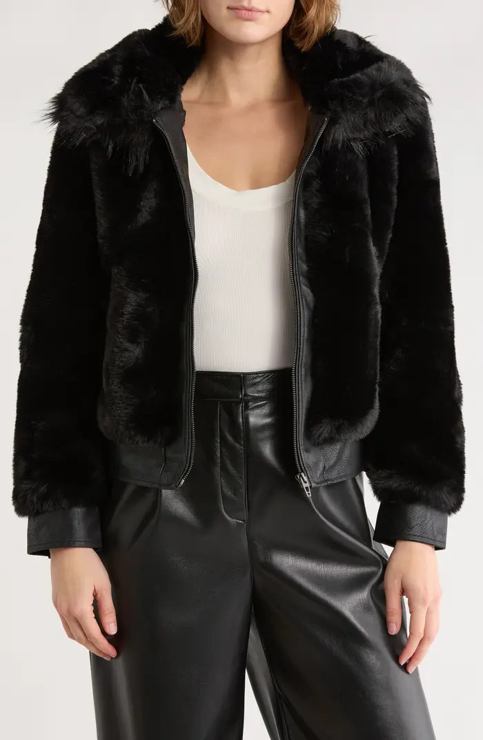 BLANKNYC Faux Fur & Faux Leather Crop Jacket | Nordstromrack | Nordstrom Rack