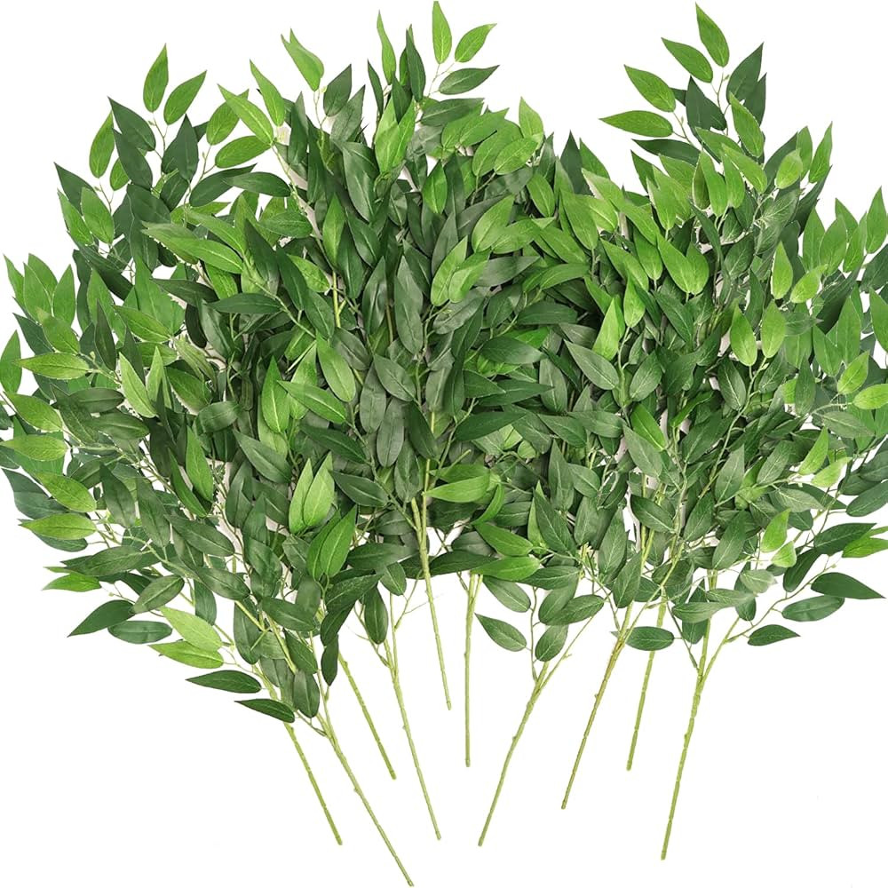 WEISPARK Artificial Italian Ruscus Greenery Stems, 16pcs Faux Green Leaf Garland Branches Hanging... | Amazon (US)