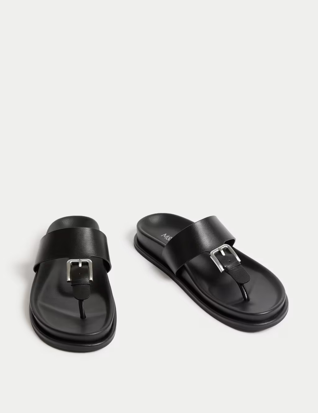 Leather Look Buckle Footbed Toe Thong Sandals | Marks & Spencer (UK)