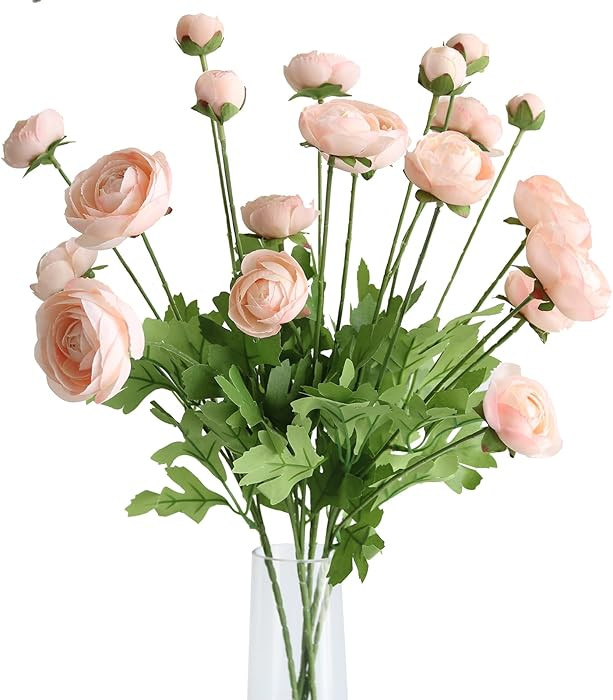 Htmeing 5Pcs Artificial Ranunculus Flower Silk Flowers Persian Buttercup for Home Wedding Decorat... | Amazon (US)