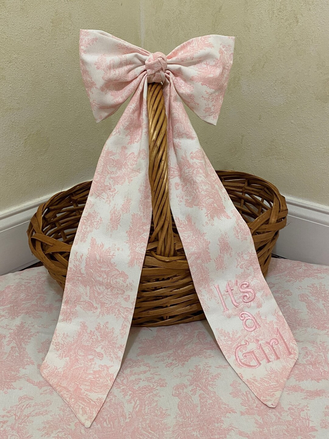 Toile Nursery Accent Bow, Curtain Bow, Crib Bow, Pink, Blue, Green, Lavender, or Gray Toile, Choo... | Etsy (US)