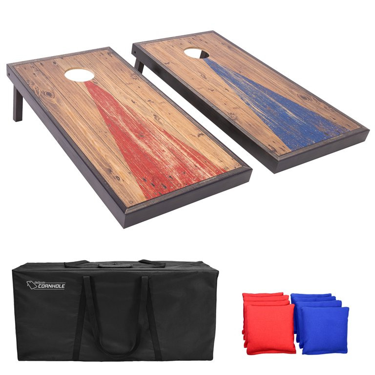 GoSports 4'x2' Regulation Size Premium Wood Cornhole Set - Vintage Wood Steel Design | Walmart (US)