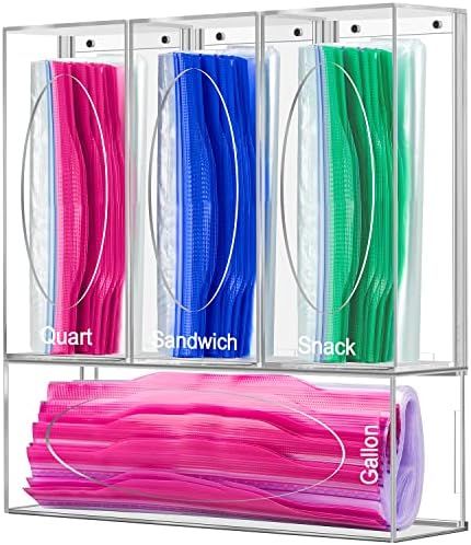 Amazon.com: Acrylic Ziplock Bag Storage Organizer MOKURA Clear Baggie Organizer Dispenser for Zip... | Amazon (US)