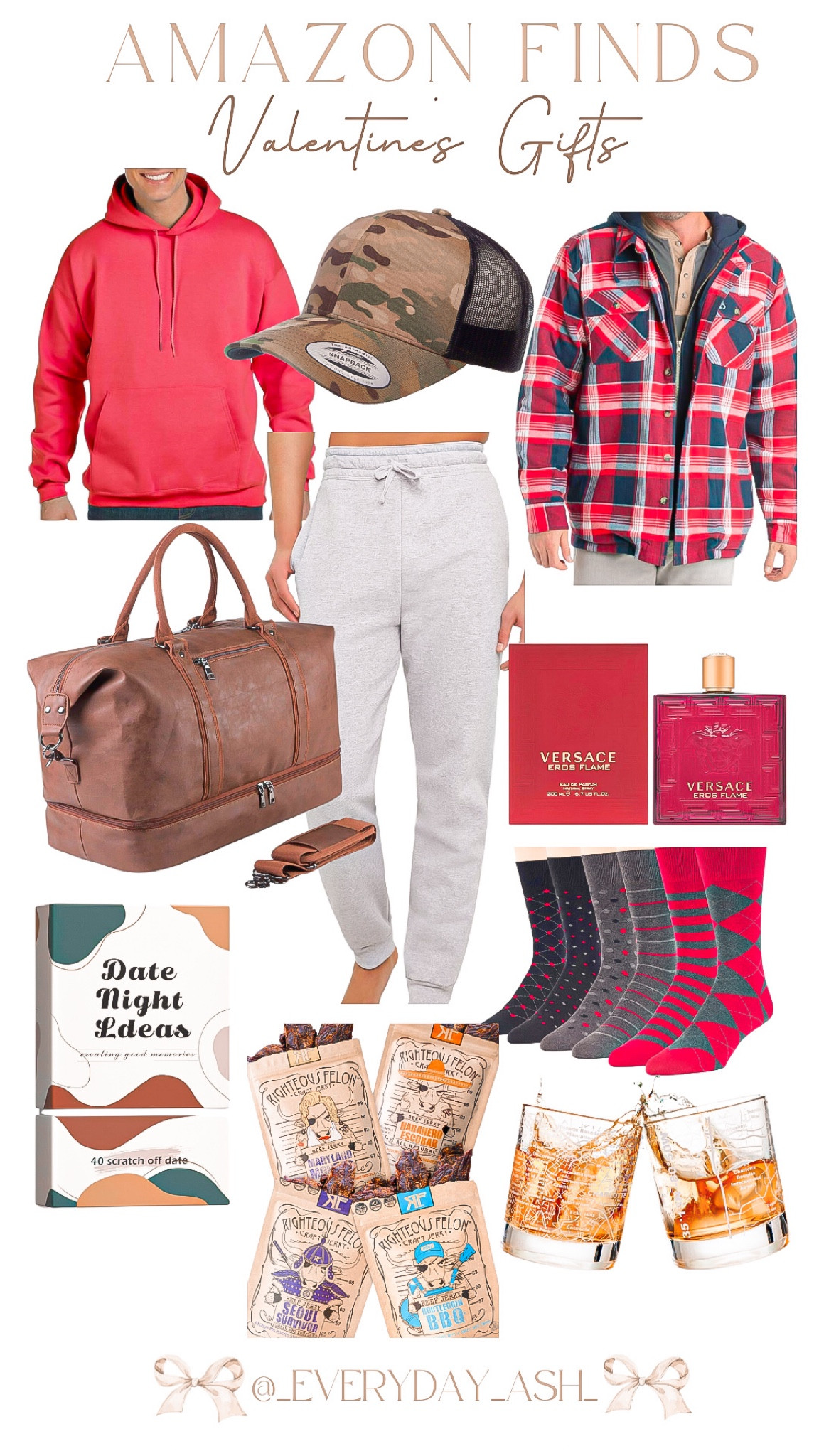 Gifts for Men - Valentine’s Day 🩷♥️

Gifts for men, gifts for him, red sweatshirt, camo hat, flannel jacket, men’s sweatpants, duffle bag, weekend bag, men’s cologne , date night game, men’s socks, beef jerked, whiskey glasses 

#LTKMens #LTKGiftGuide #LTKFindsUnder50
