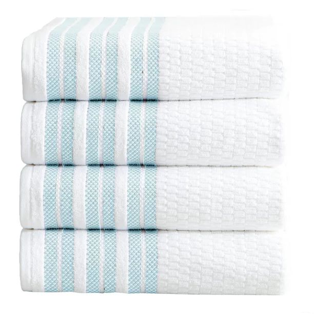 Great Bay Home 100% Cotton Textured Striped Bath Towel Sets | Walmart (US)