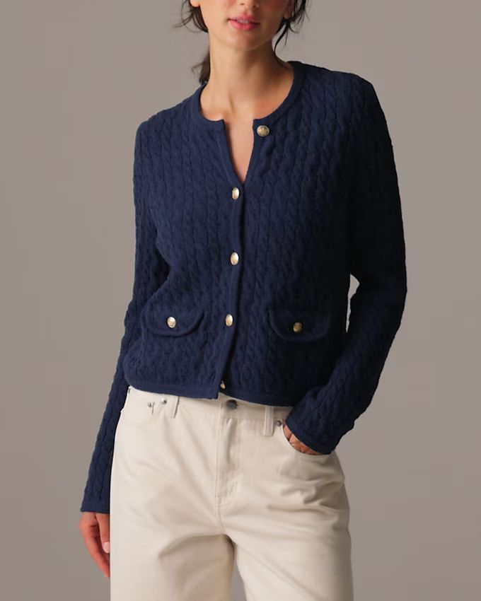 Odette cable-knit sweater lady jacket in cotton-blend bouclé | J. Crew US