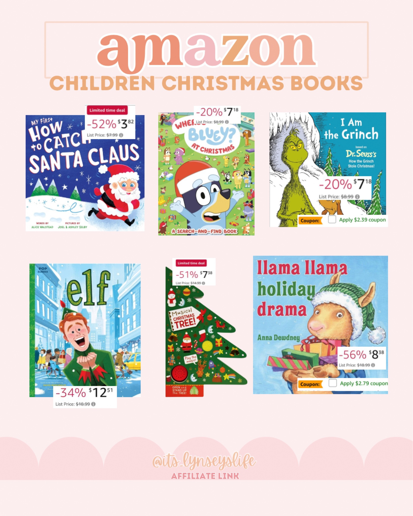 Amazon Children Christmas Books 📚🎄

Children Books | Christmas Books | Children Christmas | The Grinch | Santa Claus | Elf | Christmas Tree Book | Bluey Christmas | Books | Children Book Must Haves | Book Deals | Toddler Gifts | Stocking Stuffer

#LTKGiftGuide #LTKHoliday #LTKKids