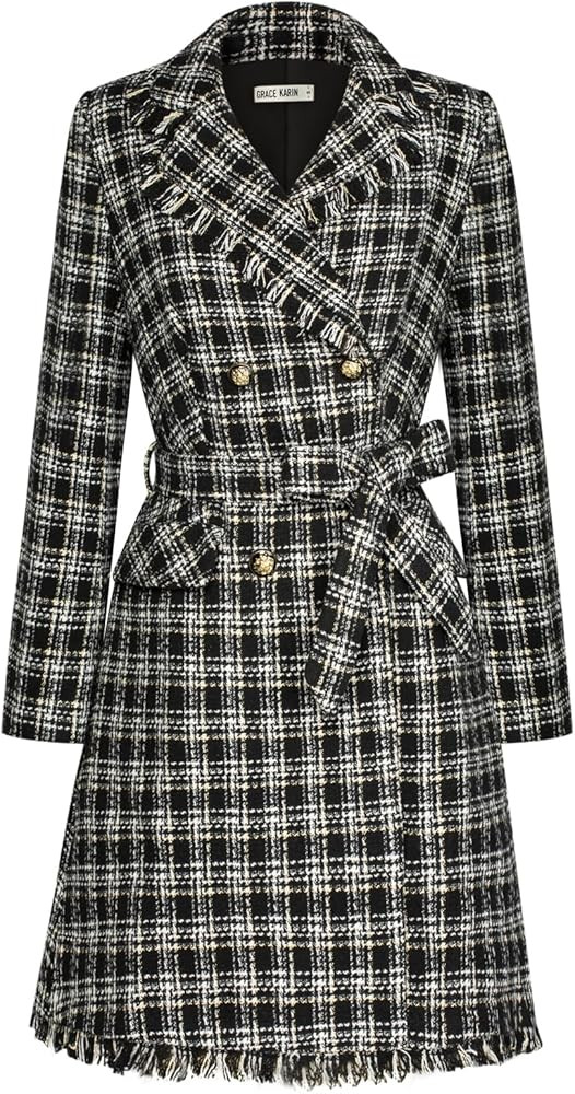 GRACE KARIN Trench Coat for Women 2024 Winter Coat Notch Lapel Double Breasted Thick A Line Pea C... | Amazon (US)