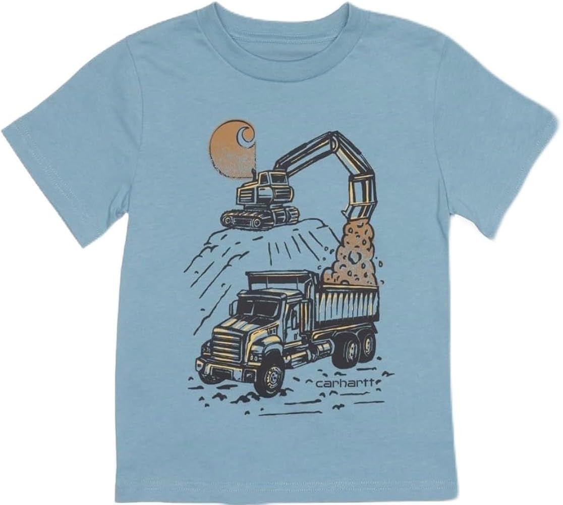 Carhartt Little Boys CA6649 Construction Equipment T-Shirt | Short Sleeve Medium Blue | Toddler B... | Amazon (US)