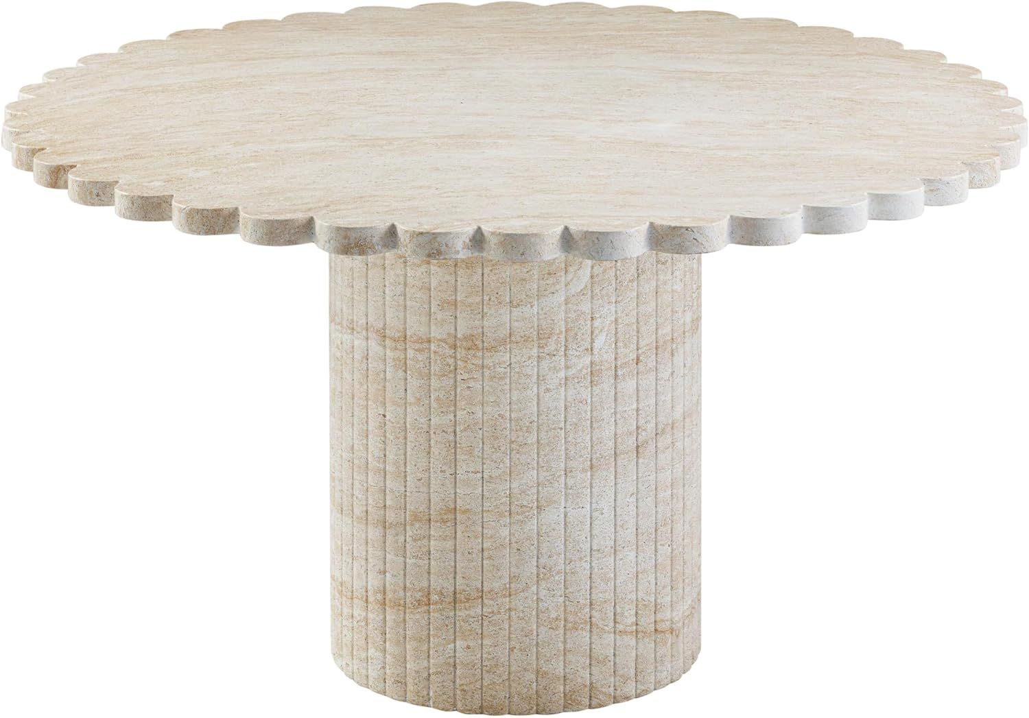 Tov Furniture Blossom Washed Travertine Finish Indoor/Outdoor 54" Round Dining Table | Amazon (US)