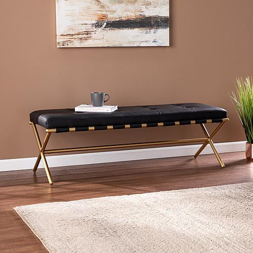Southern Enterprises Ayleston Faux Leather Bench | HSN