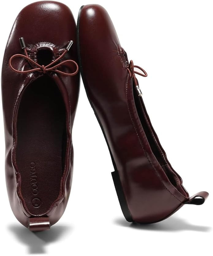 Coutgo Womens Ballet Flats Round Toe Bow Ballerina Flats Comfortable Slip On Dressy Shoes | Amazon (US)