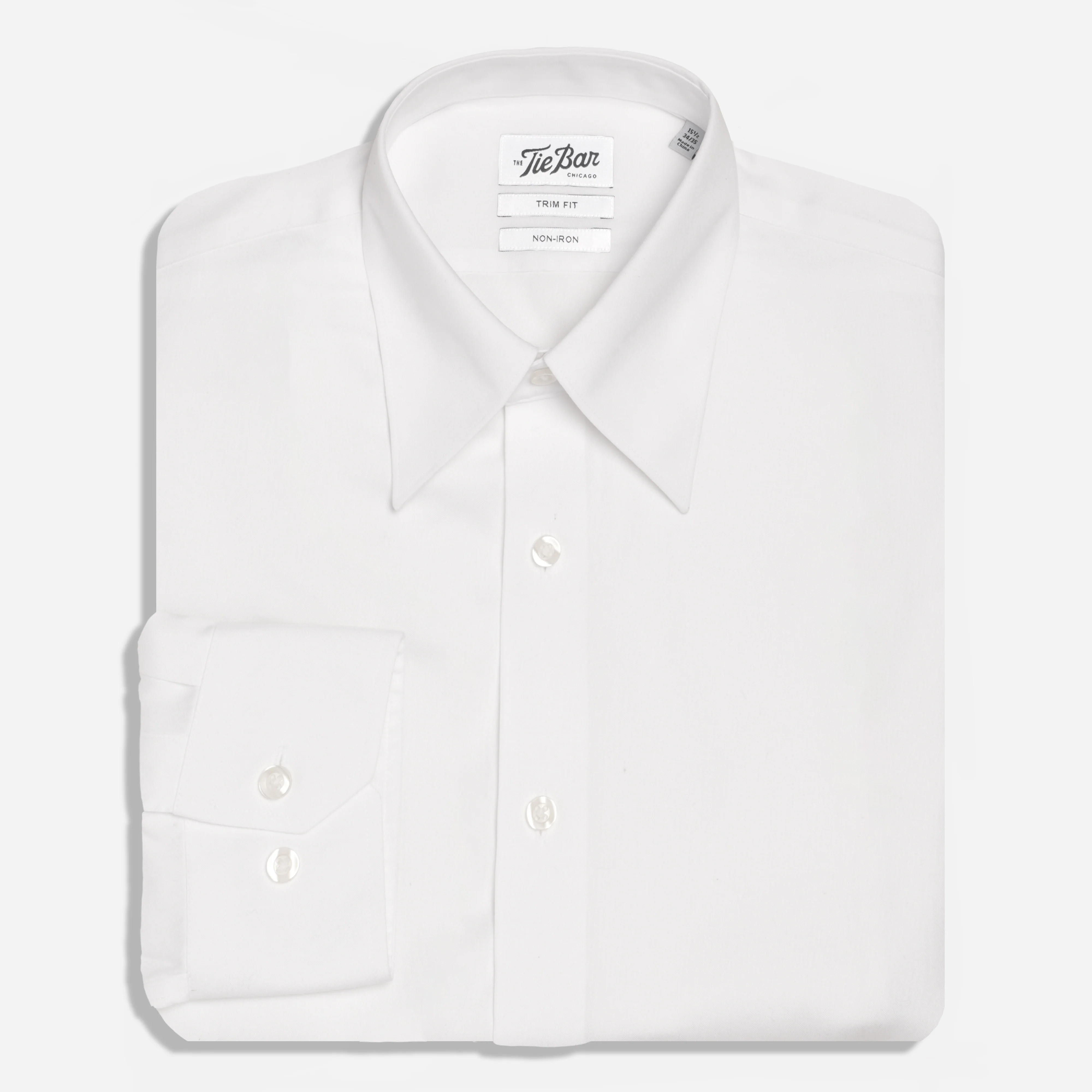 Pinpoint Solid - Long Point Collar White Non-iron Dress Shirt | Cotton Shirts | The Tie Bar | The Tie Bar