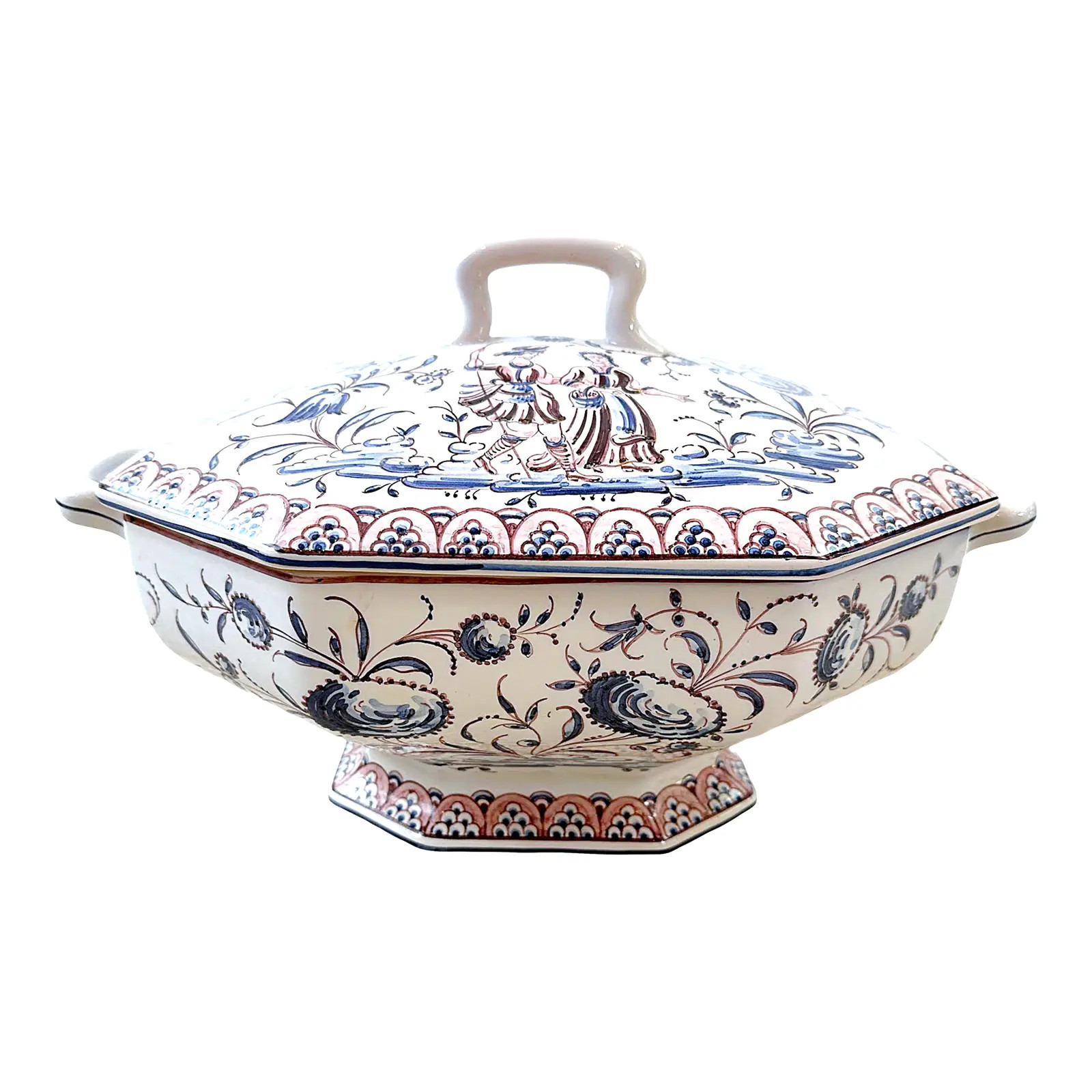 Mid Century Portuguese Faiancas Octagonal Large Tureen | Chairish