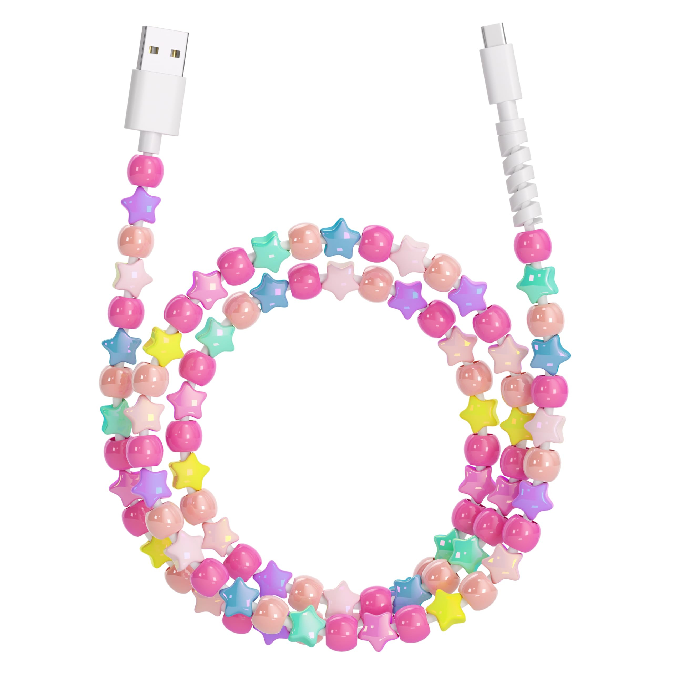 Aolcev USB C Cable for iPhone Charging Cord 3.3FT Cute Beaded USB Type C Charger Cord 66W Fast US... | Amazon (US)