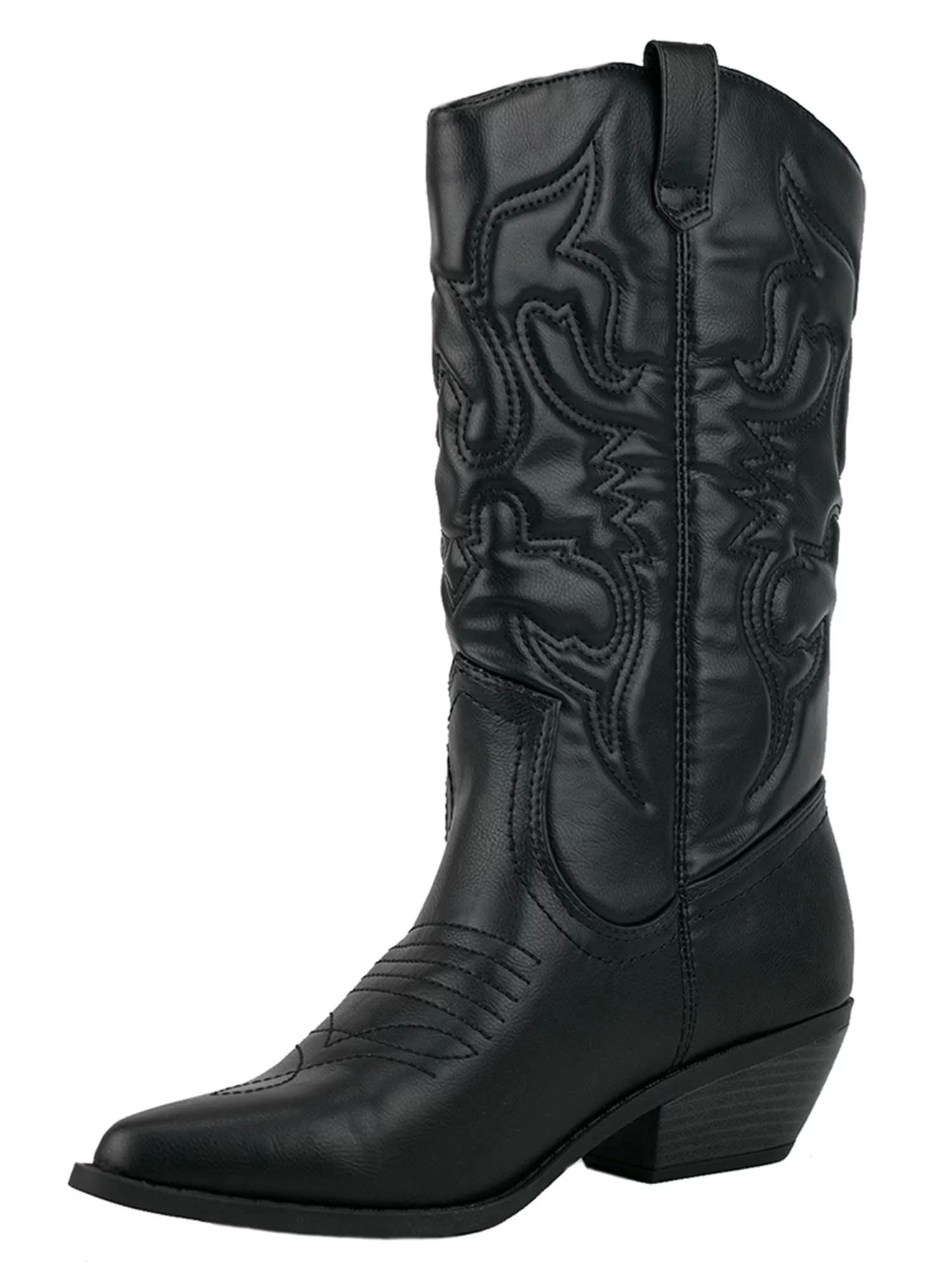 Reno Black Soda Cowboy Western Stitched Boots Women Cowgirl Boots Pointy Toe Knee High | Walmart (US)
