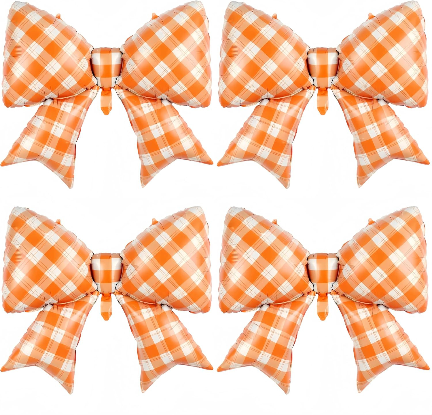 4Pcs Orange White Gingham Bow Balloons for Fall Autumn Thanksgiving/College Football Game Day/Easter Spring/The Life of A Showgirl Party/Sunset Coastal Birthday/Glam Showgirl Era Decor/Picnic BBQ | Amazon (US)