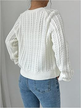 GORGLITTER Women's Tie Front Cable Knit Cardigan Raglan Sleeve V Neck Loose Sweater | Amazon (US)